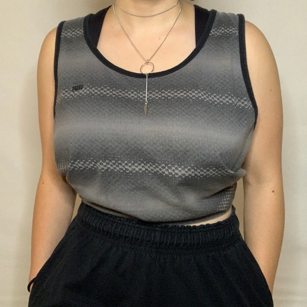 large black and grey vans cotton tank top
